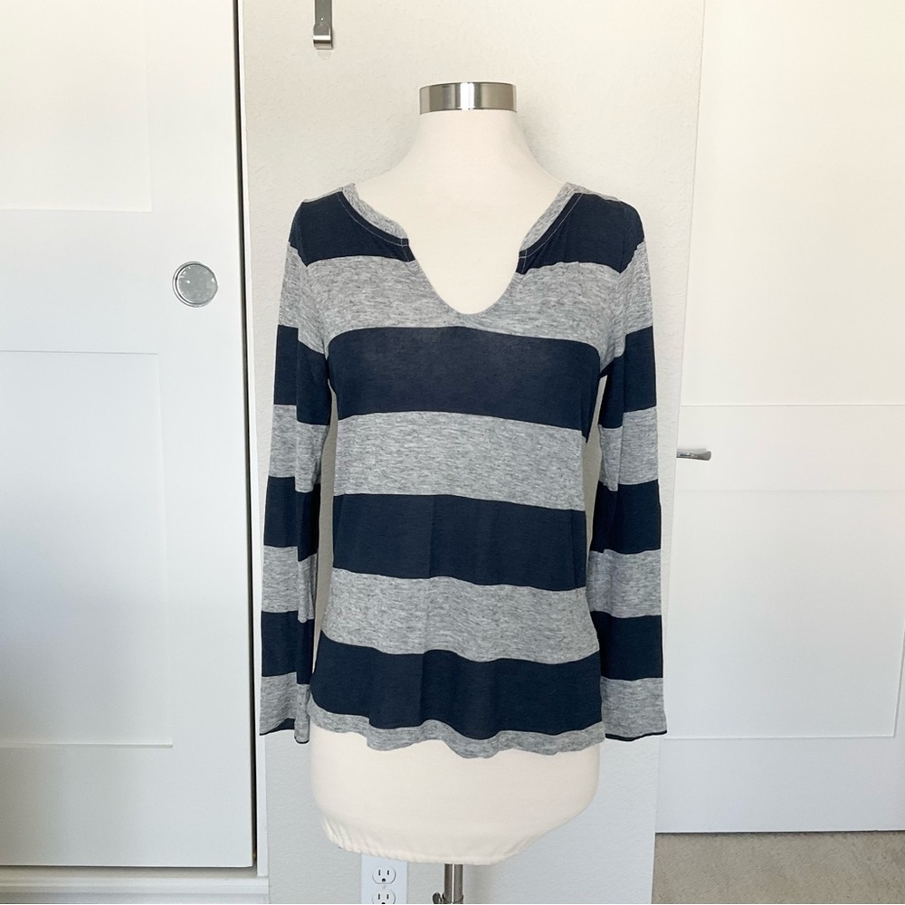 Club Monaco Striped Gray and Navy Jersey